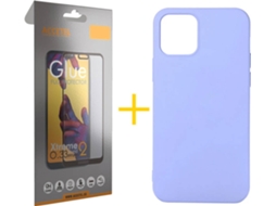 Kit Capa e Película Vidro Full 1X  iPhone 12 Pro Max Accetel Silicone Roxo