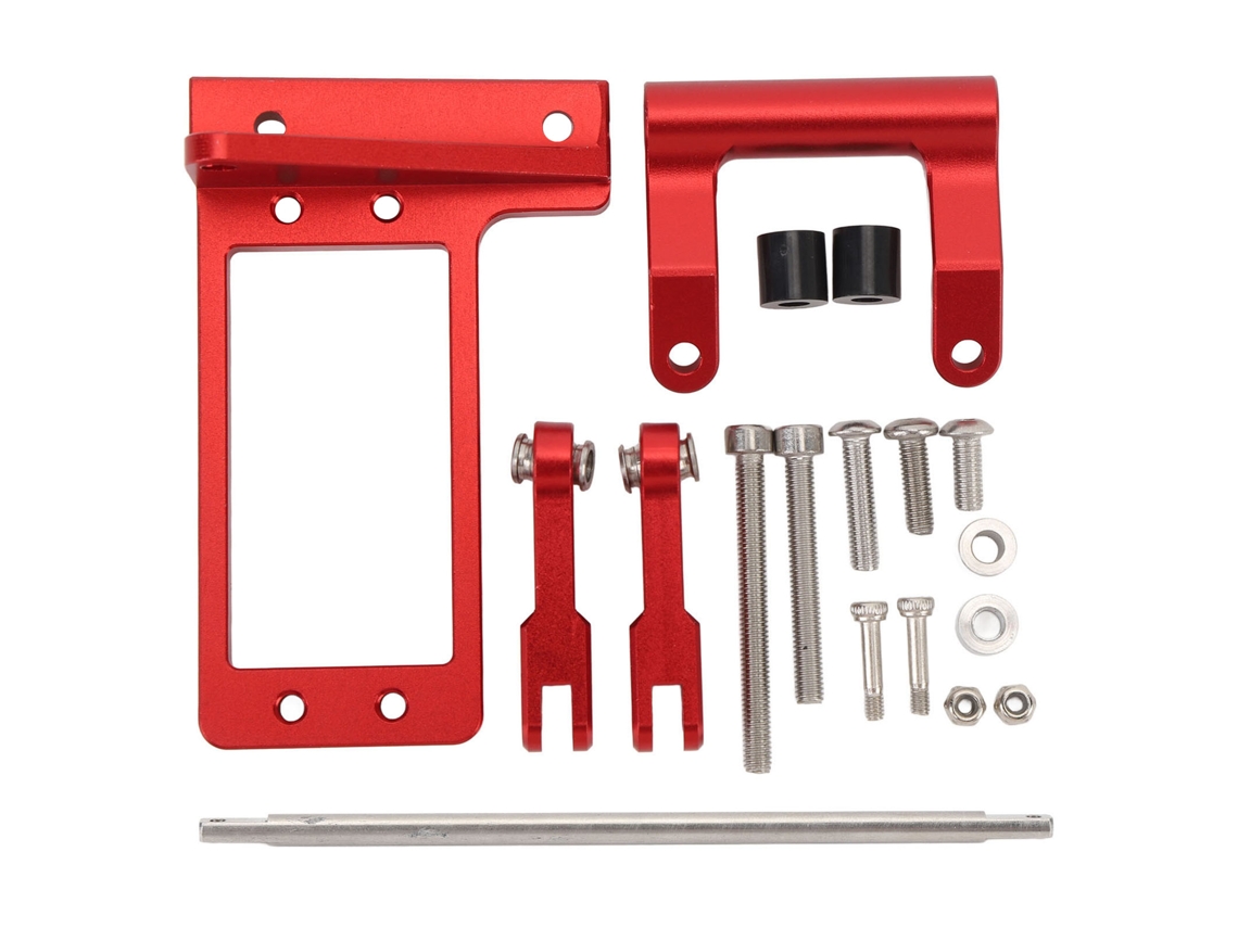 Soporte De Servo Com Kit De Direção Hidráulica Para Carro Rc Crawler 1/10 Liga De Alumínio Vermelha
