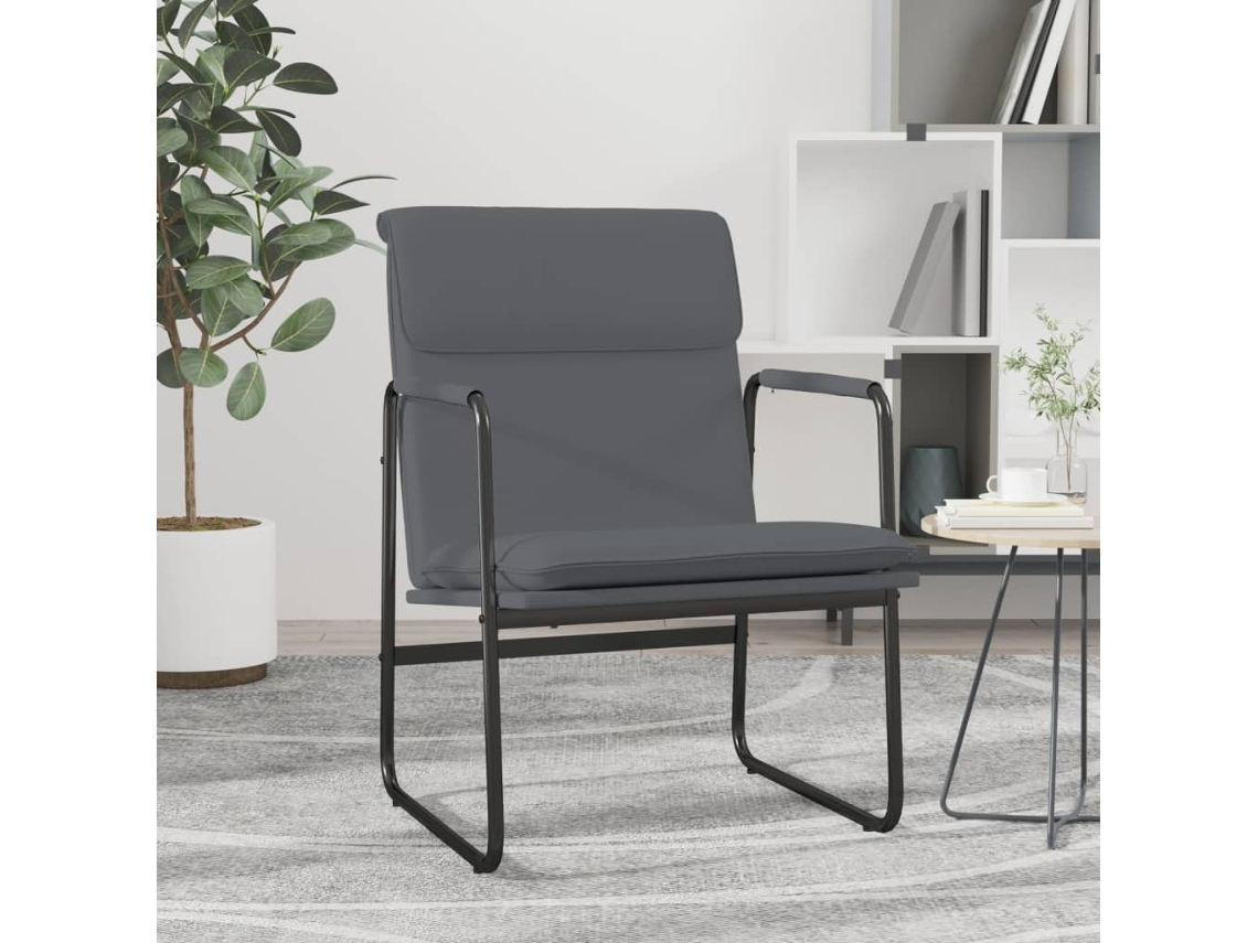 Vidaxl Cadeira Lounge 55x64x80 Cm Couro Artificial Cinzento
