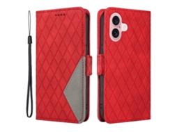 Capa Em Couro Pu Para Iphone 16, Vermelho