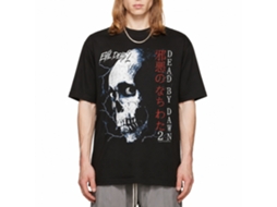 Rockinstone Evil Dead Skull And Japanese Text Black Adult T-shirt Size:xxxl