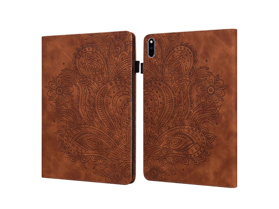 Capa de couro TPU PU com padrão de pavão em relevo Webake para tablet Huawei MatePad 10.4