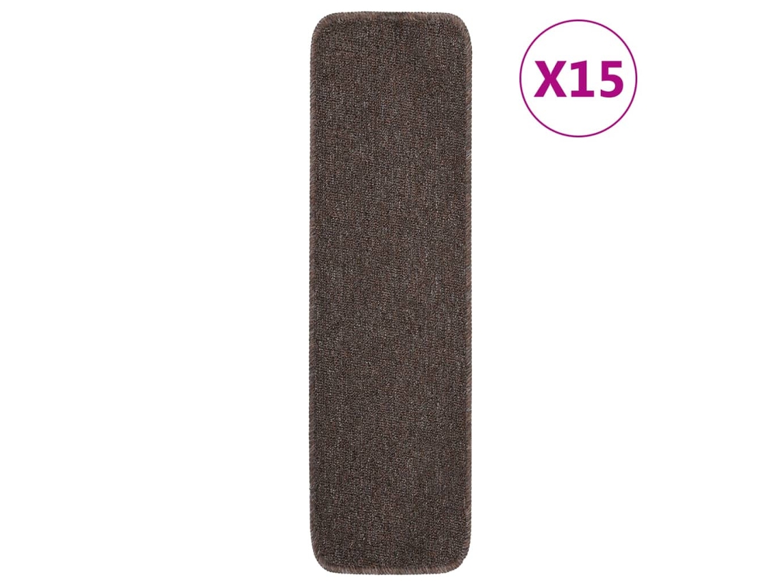 Vidaxl Tapetes Antiderrapantes Retang. Escadas 15pcs 75x20 Cm Castanho