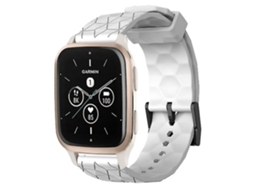 Lurelia Pulseira De Silicone 20 Mm Com Padrão Futebol E Cor Sólida, Compatível Garmin Forerunner Sq2 Music (branca)