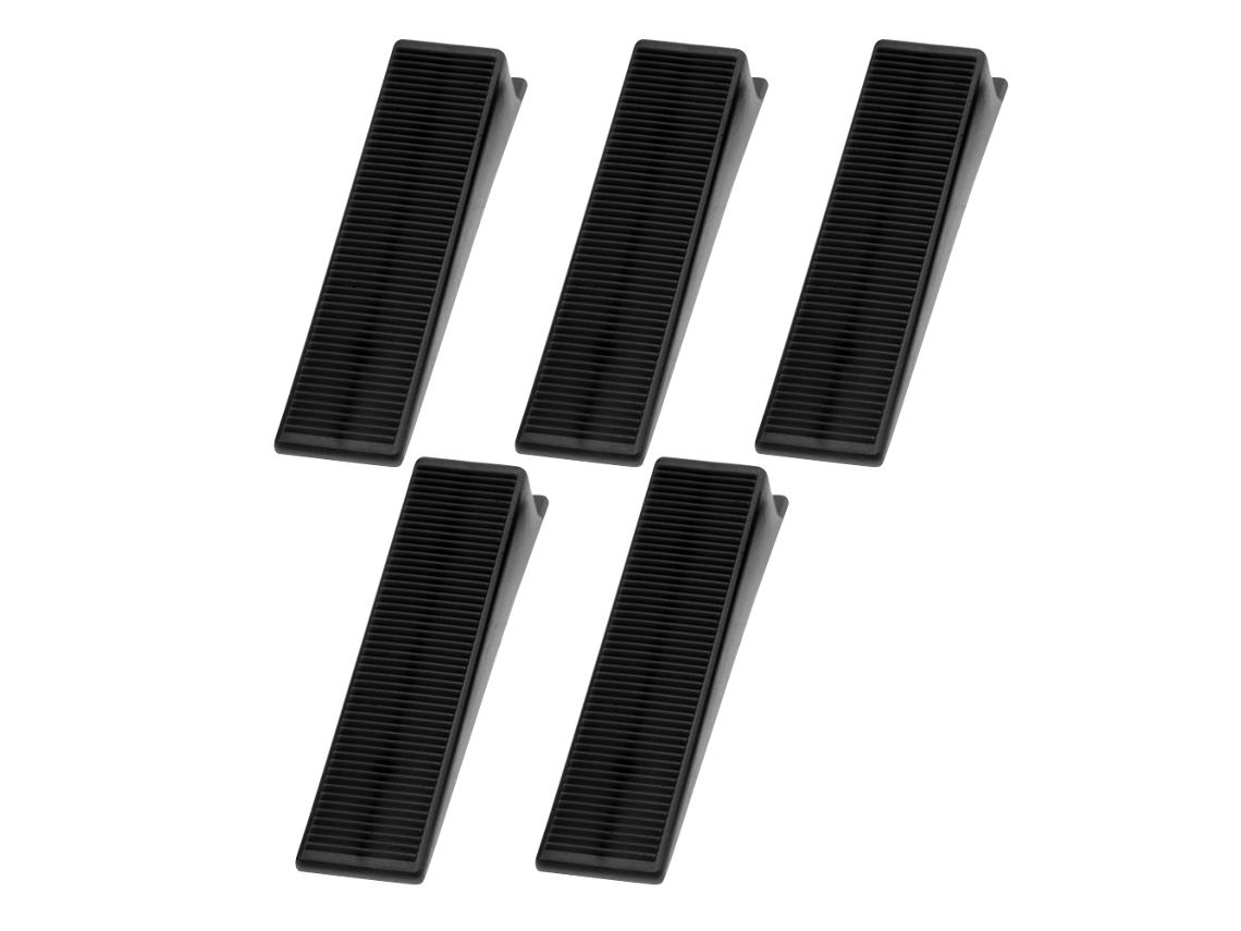 Conjunto com 100 peças de cunhas niveladoras para sistema de nivelamento de pisos cerâmicos (pretas)