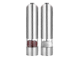 Pacote De 2 Moinhos Elétricos De Sal E Pimenta Em Prata Inox Nostalgia88