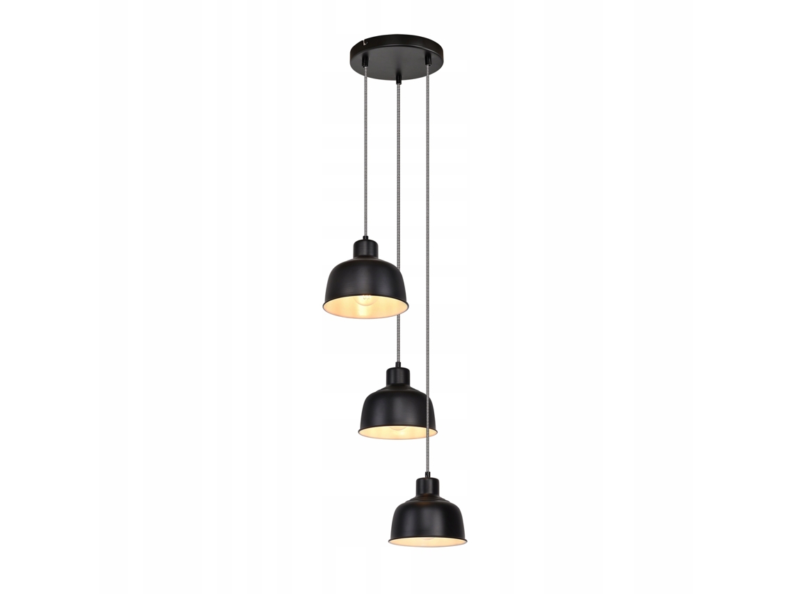 Nettlife Candeeiro Pendente Metal Diam.17,8 Cm E27 Preto Vintage Industrial Retro Lâmpada De 3 Lâmpadas Para Sala De Jantar Quarto Sala De Estar