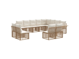 Maison Exclusive - Conjunto De Sofás Para Exterior 12 Unid. Natural E Branco Creme