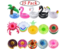 Exiba Suas Bebidas Com Estilo! Conjunto Com 15 Suportes Infláveis ​​para Bebidas, Designs Exclusivos Para Todas As Festas, Uso Versátil Com Plástico P
