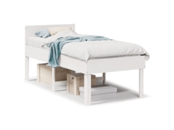 Cama Sem Colchão 75x190 cm Madeira de Pinho Maciça Branco MAISON EXCLUSIVE