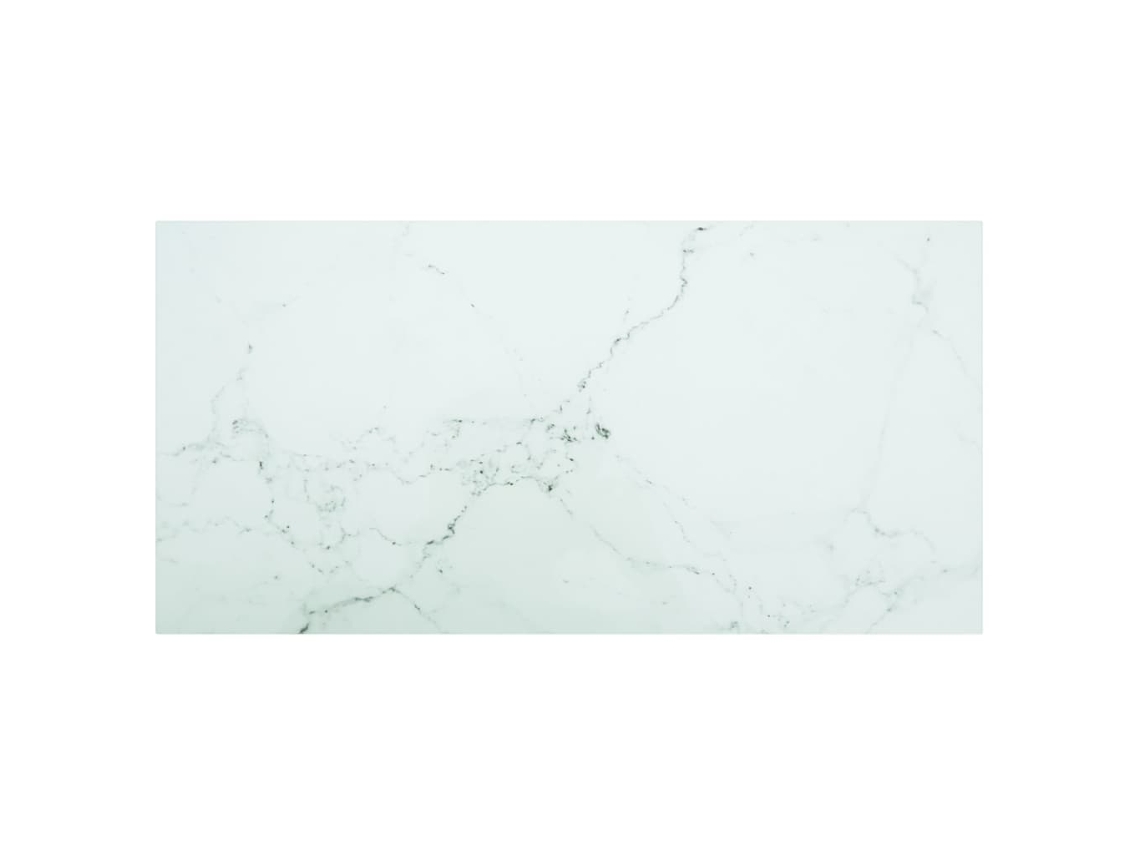 Vidaxl Tampo Mesa 100x50 Cm 6 Mm Vidro Temperado Design Mármore Branco