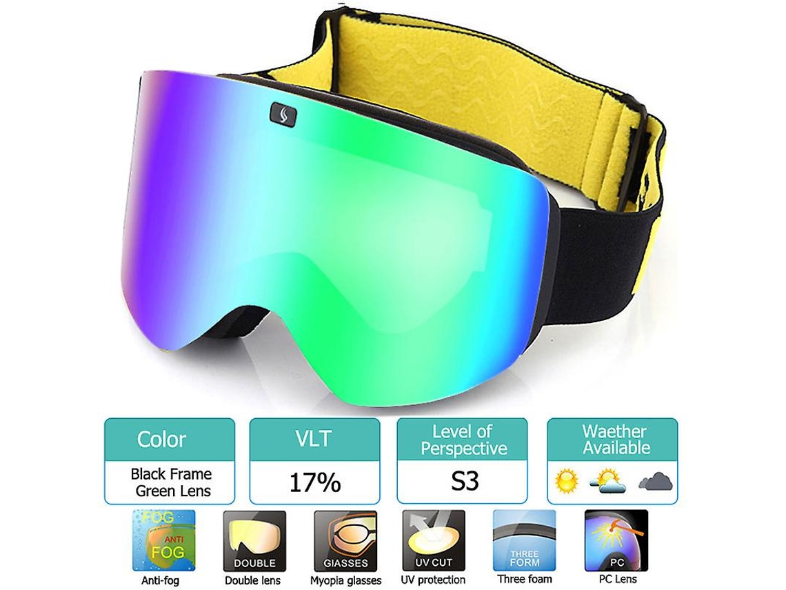 Óculos de esqui com lente polarizada de camada dupla magnética, proteção UV400 contra quedas, ideais para esqui e snowboard, óculos de esqui para uso doméstico e feminino.