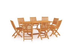 Conjunto Jantar de 9 para Jardim Madeira de Teca Maciça MAISON EXCLUSIVE