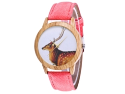 Relógio de Quartzo Estilo Vintage para Estudantes com Pulseira de Lona Rosa