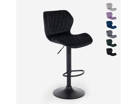 Banco de Bar Cozinha Moderno em Veludo Ajustável Jersey SUPERSTOOL