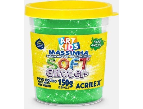 Plasticina ACRILEX Soft Glitter Verde 150 g (Idade Mínima: 3 anos)