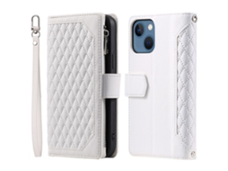 Capa Pega Para Iphone 14 Pele Sintética Branco