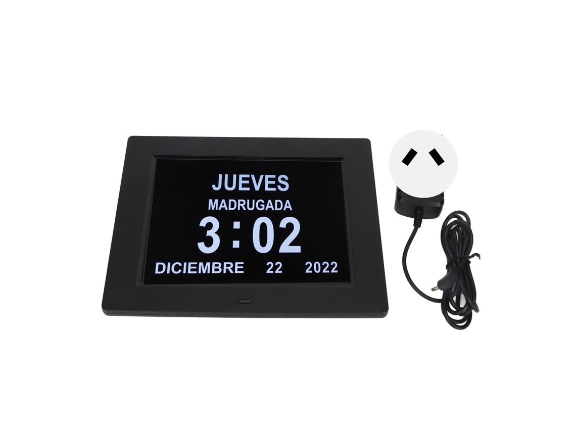 Relógio Digital De 8 Polegadas Com Calendário Diário, Lembrete De Medicação E Modo Automático, Preto, Plugue Padrão Australiano.