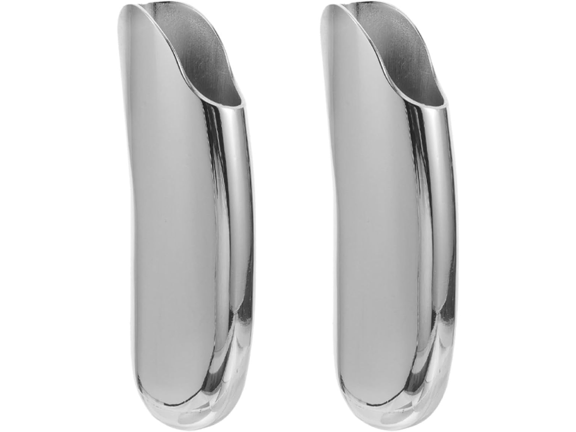Conjunto De 2 Estojos Para Isqueiro Em Metal Prateado Curvado