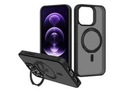 Suporte Casa Para Iphone 15 Pro Max Pele Sintética Magnética Preto