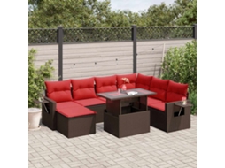 Vidaxl Conjunto De Sofá De Jardim Com 8 Peças E Almofadas Em Rattan Sintético Marrom