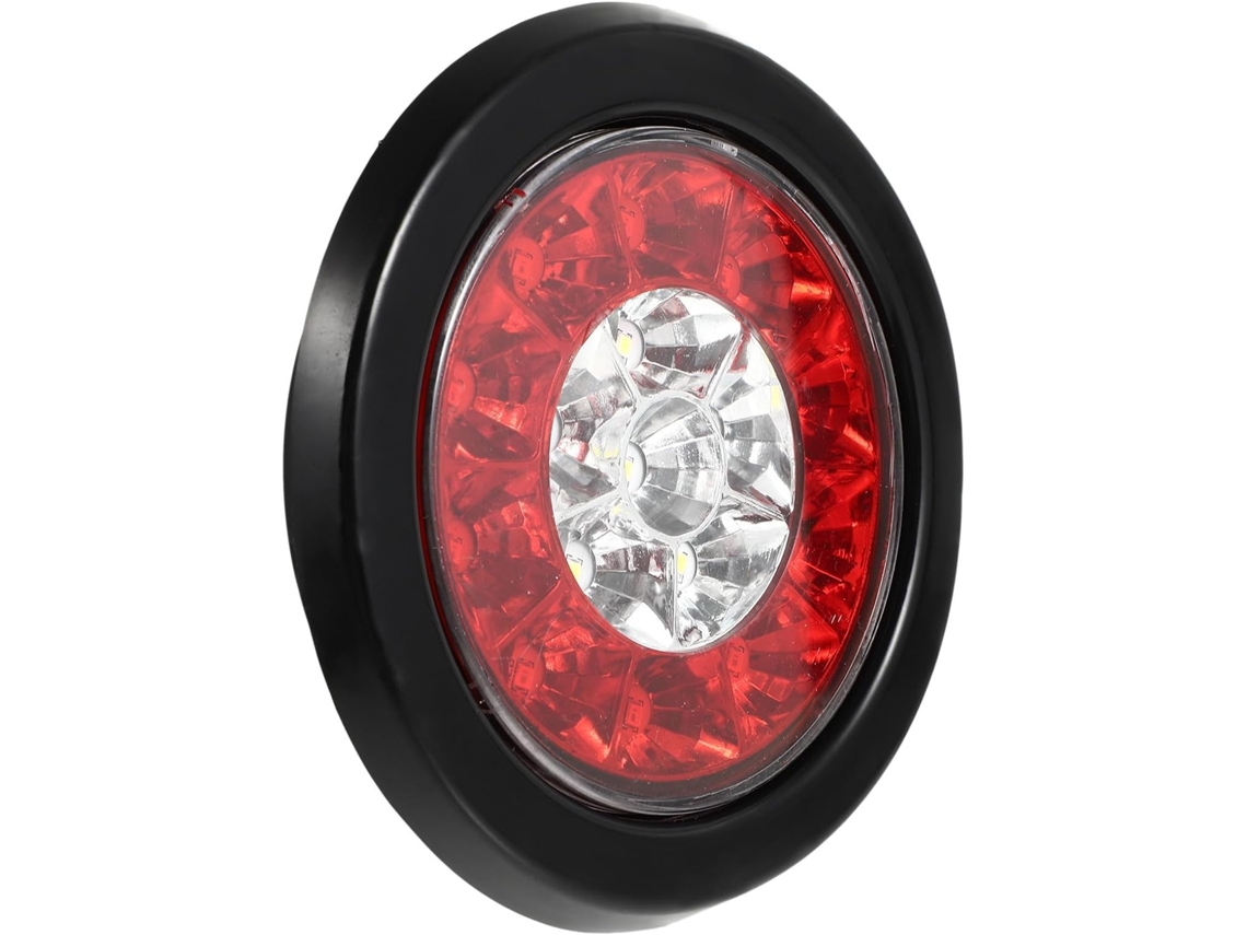Lanterna Traseira Redonda para Caminhão, IP67, Drunken Ring, 16 Leds Brancos para Reboques.