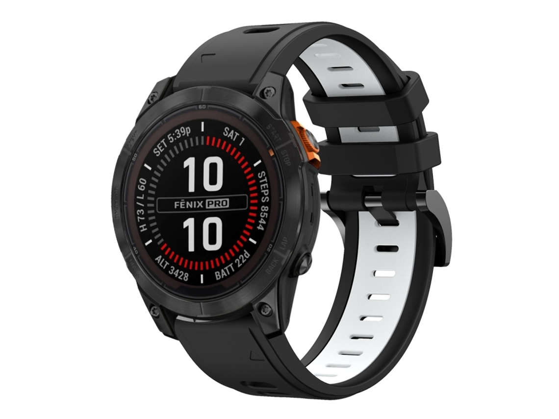 Bracelete para Garmin Fenix 7 Pro silicone esportivo duas cores preto + branco (22mm)