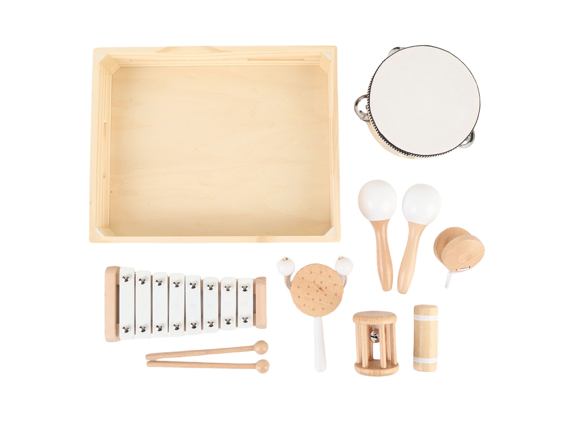 Ats conjunto de Instrumentos Musicales de Madera para Niños Juguetes de Percusión Educatsivos para Aprendizaje Temprano