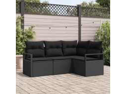 Vidaxl Conjunto De Sofás 4 Unid. Preto Vime Pe