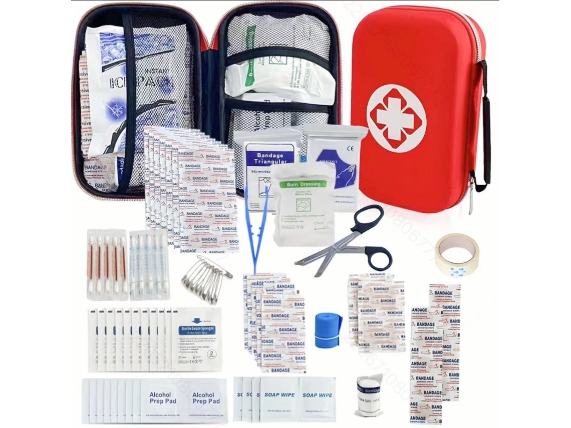Kit Primeiros Socorros 219 Peças para Carro Casa Campismo Vermelho HEXINYIGJLY