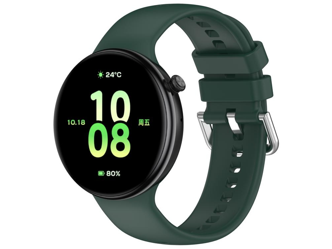 Bracelete para Honor Watch Fit Silicone Cor Sólida com Fivela Prateada Verde Escuro XIAOMOYU