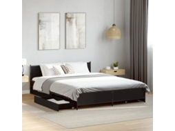 Vidaxl Estrutura De Cama C/ Gavetas 135x190 Cm Derivados Madeira Preto