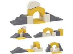 Conjunto de 7 blocos de espuma para crianças, desenvolvimento de habilidades psicomotoras, para escalar e engatinhar, cor amarela.