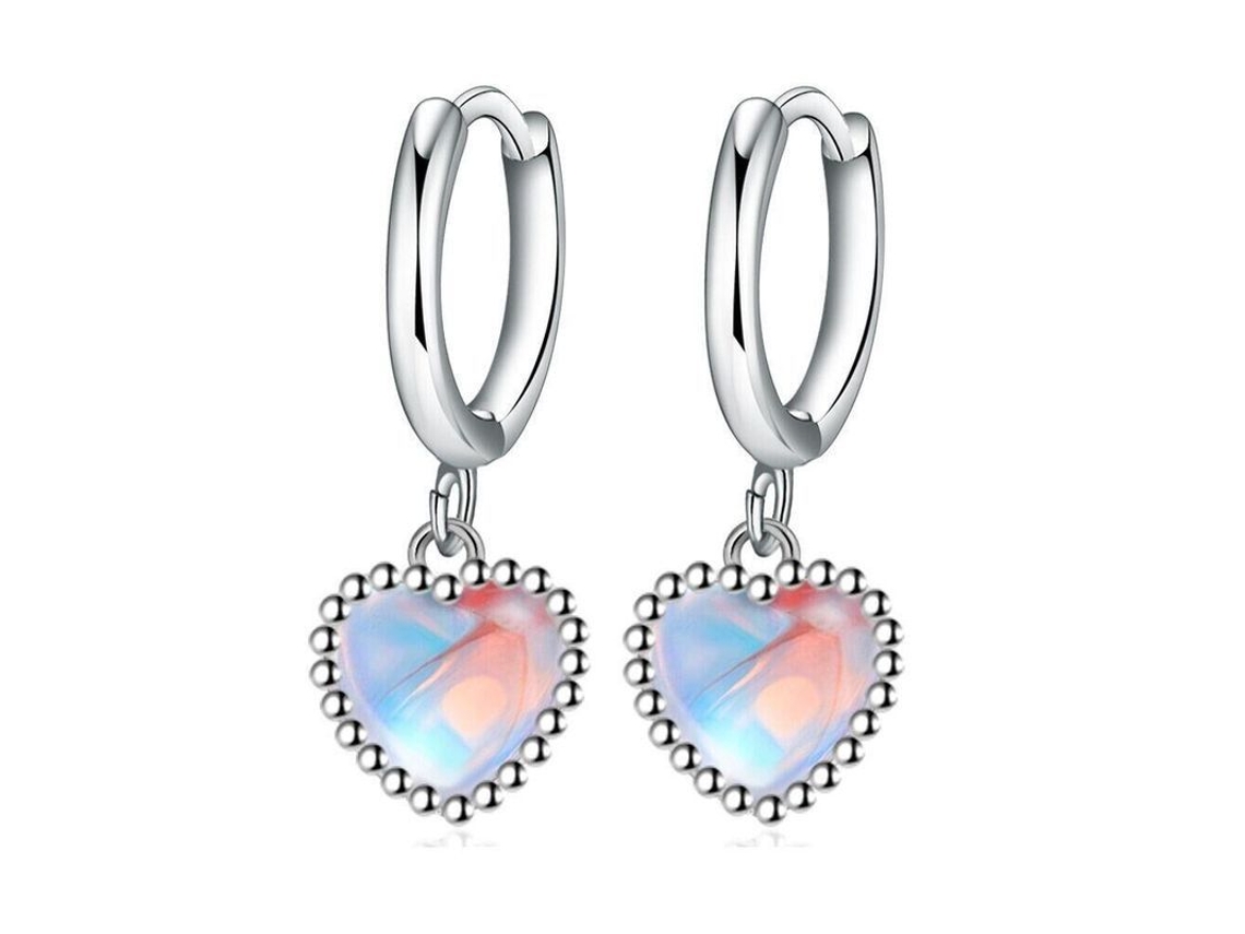 2026-aros De Pendientes Corazón De Piedra Lunar Plata 925 Para Mujeres Regalo Joyería Yjv