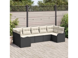 Vidaxl Conjunto De Sofá De Jardim 7 Unid. Preto E Branco