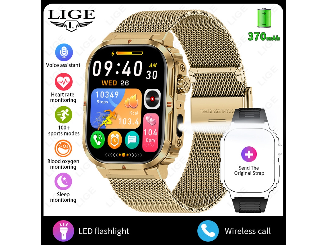 (dourado) Smartwatch Com Chamadas Bluetooth Multifuncionais E Monitoramento De Saúde