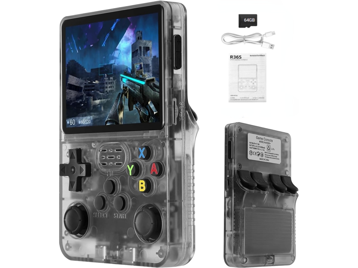 Console Portátil Retrô com Mais de 15.000 Títulos Clássicos, Tela Ips de 3,5 Polegadas, 64gb AQUAFORGE