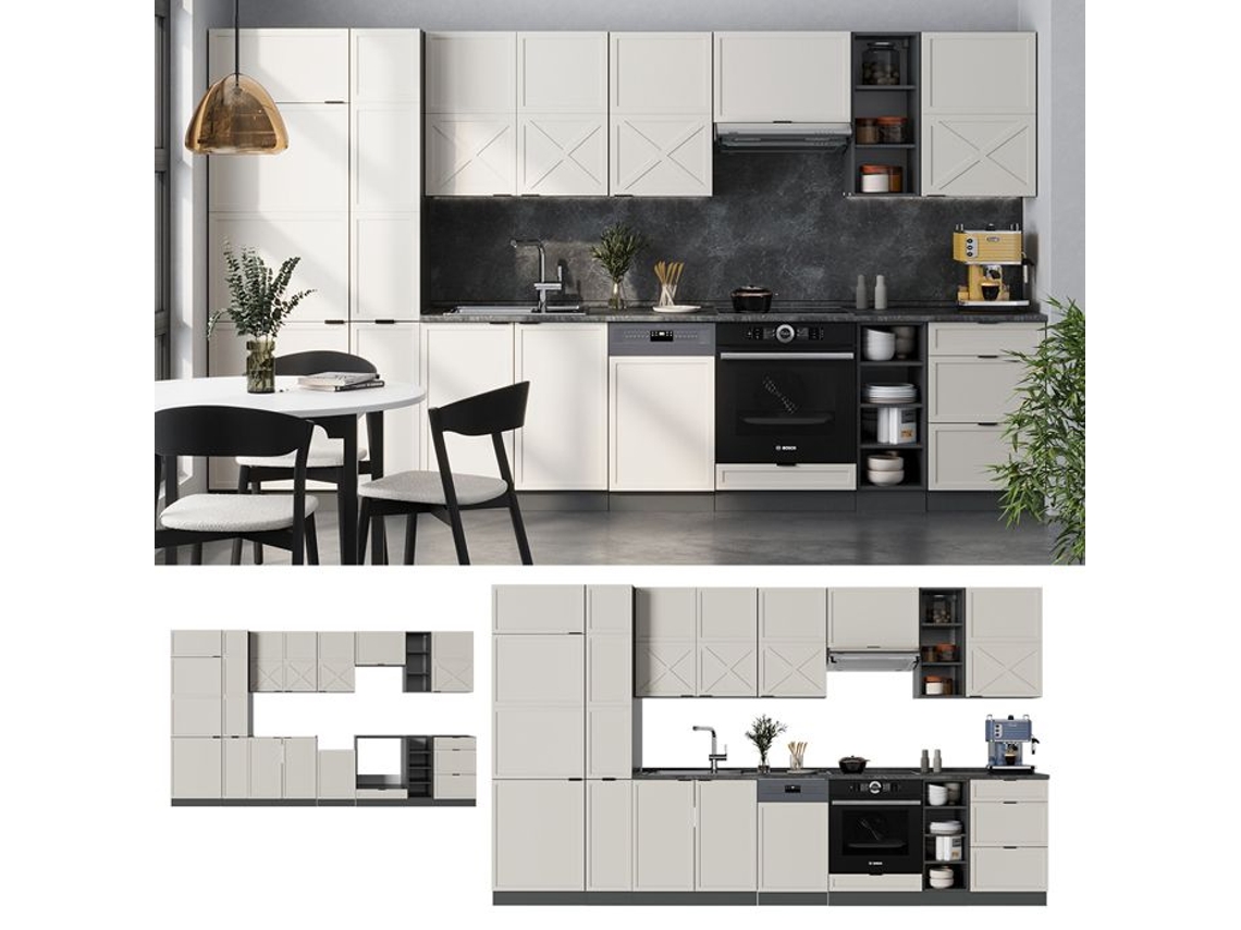 Cozinha Fame Line, 355cm Sem Pt, Grisbeige/antracite, Antracite, Vicco