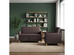 Vidaxl Conjunto De Sofá Com Armazenamento 2 Pcs Marrom Escuro