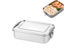 Marmita Hermética - Caixa Almoço - Bento Box - Recipiente Alimentos Portátil - 850 Ml - Aço Inoxidável - Prateado