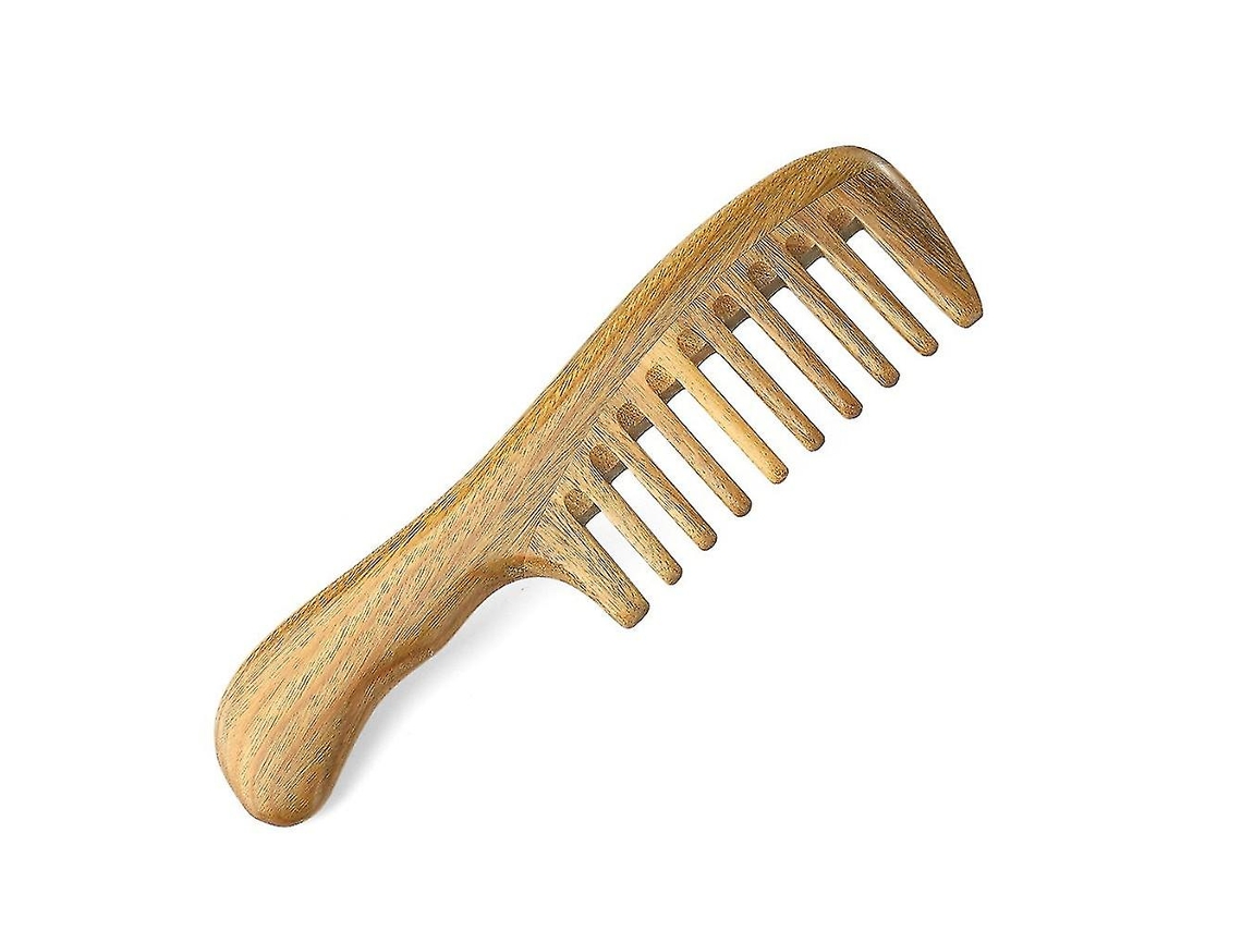Pente De Sândalo Natural Com Dentes Largos Pente De Madeira Antiestático Para Desembaraçar Com Cabo Macio Para Cabelos Grossos Brilvibera