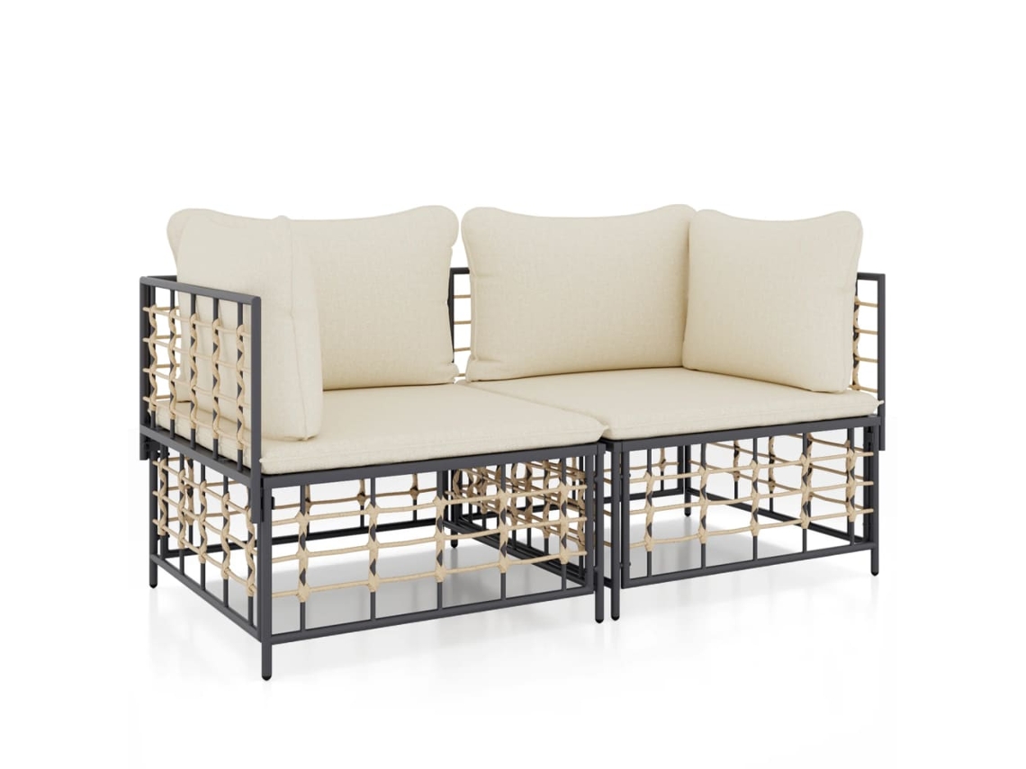 Maison Exclusive - Sofás De Canto Seccionais Com Almofadões 2 Pcs Vime Pe