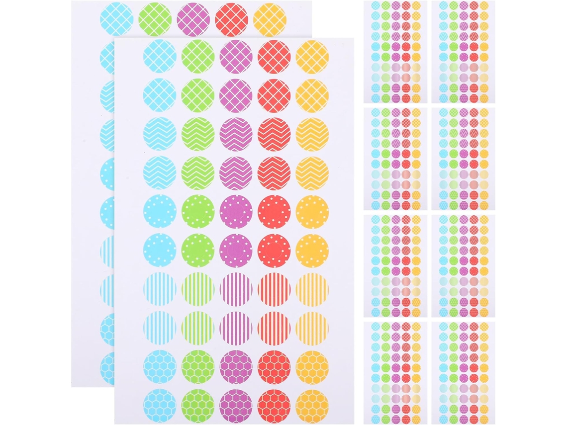 Conjunto Veemoon com 50 adesivos redondos coloridos para reforçar papel em colagens, folhetos soltos, uso escolar e