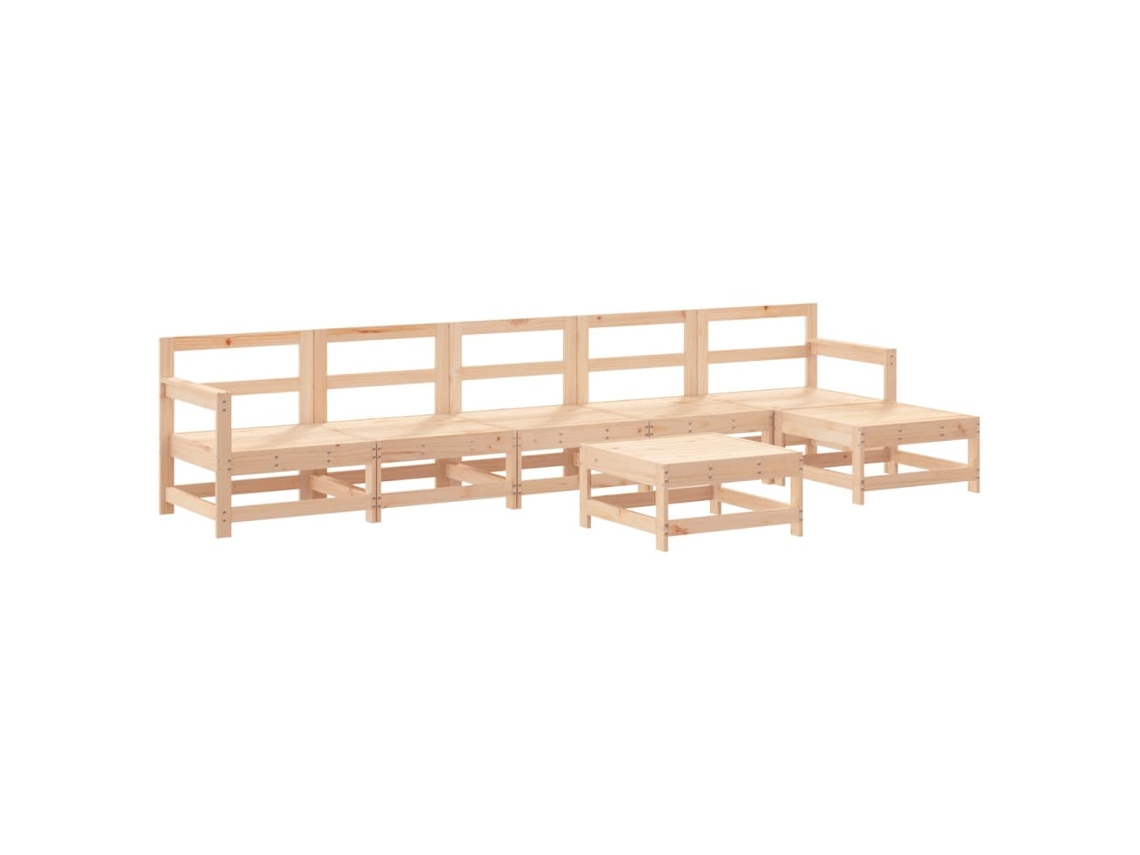 7 Pcs Conjunto Lounge de Jardim Pinho Maciço MAISON EXCLUSIVE