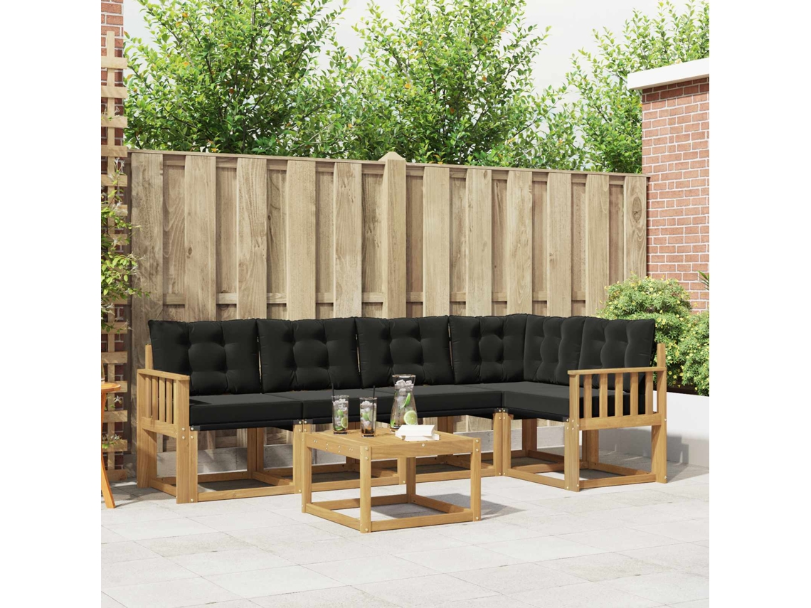 Vidaxl Conjunto De Sofás Para Exterior 6 Pcs Branco E Preto
