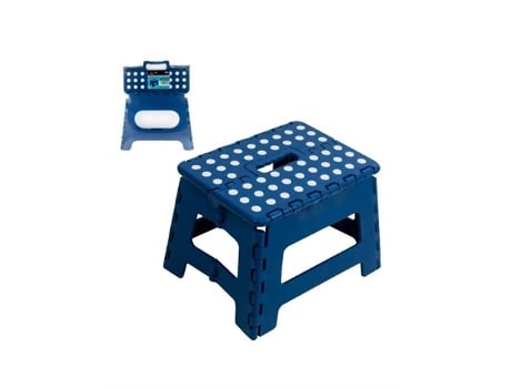 Banqueta Dobrável De Plástico Azul Lauxa Home, 33x26,5x27cm