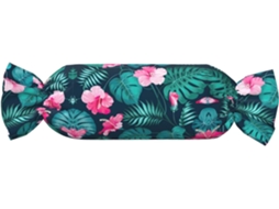 Almofada Cilíndrica Formato de Doce com Estampa Floral Rosa Havaiana 100 % Poliéster Ideal para Viagens, Casa