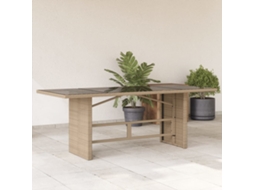 Vidaxl Mesa De Jardim Com Tampo De Vidro 190x80x75 Cm Vime Pe Bege