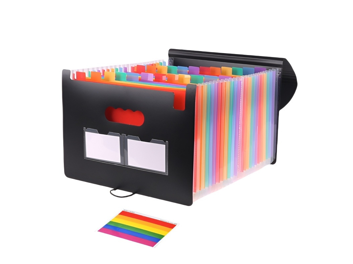 Pasta Expansível Para Documentos A4 Com 25 Bolsos, Fecho E Grande Capacidade Elysve