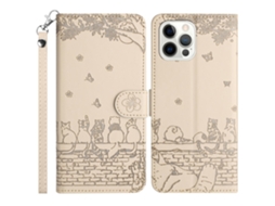 Capa Em Couro Pu Com Pega Para Apple Iphone 16 Pro Max - Damasco
